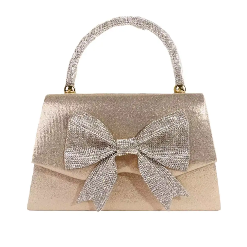 Rhinestone Bow Detail Clutch Bag