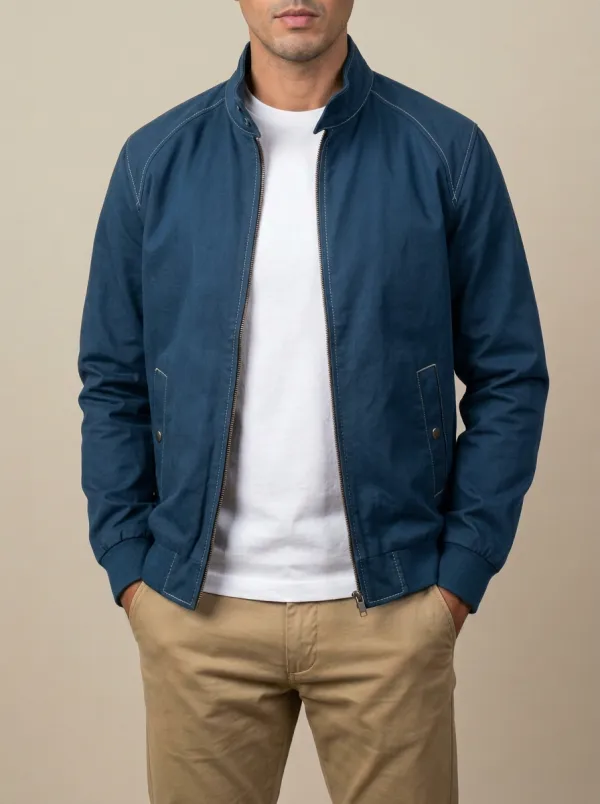 Contrast Stitching Zip Bomber Jacket