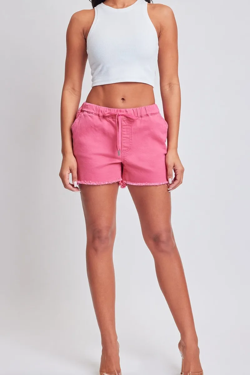 Full Size Drawstring Raw Hem Shorts