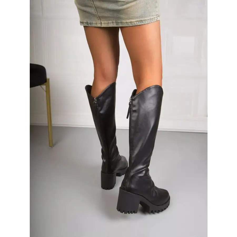Platform Block Heels Boots