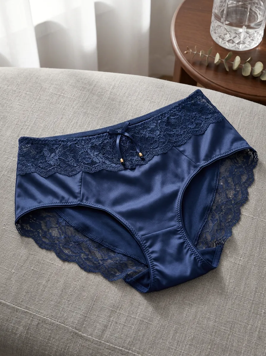Women's Classic Satin Lace Trim Bowknot Panties