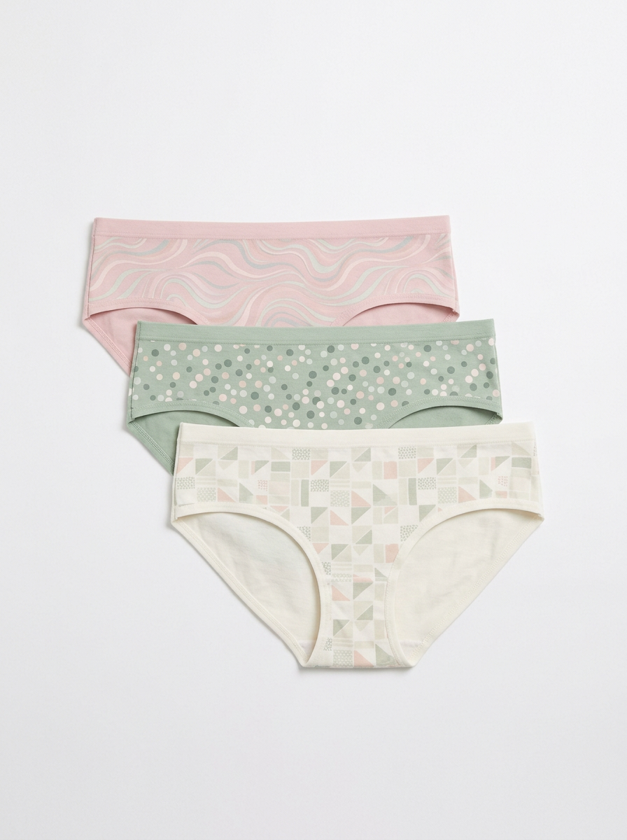 Women's Geometric Polka Dot Wave Three-Pack Panties