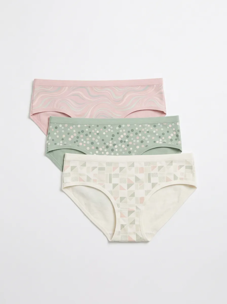 Women's Geometric Polka Dot Wave Three-Pack Panties