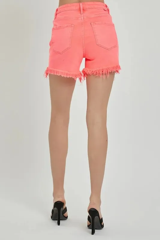Raw Hem Asymmetrical Waist Denim Shorts
