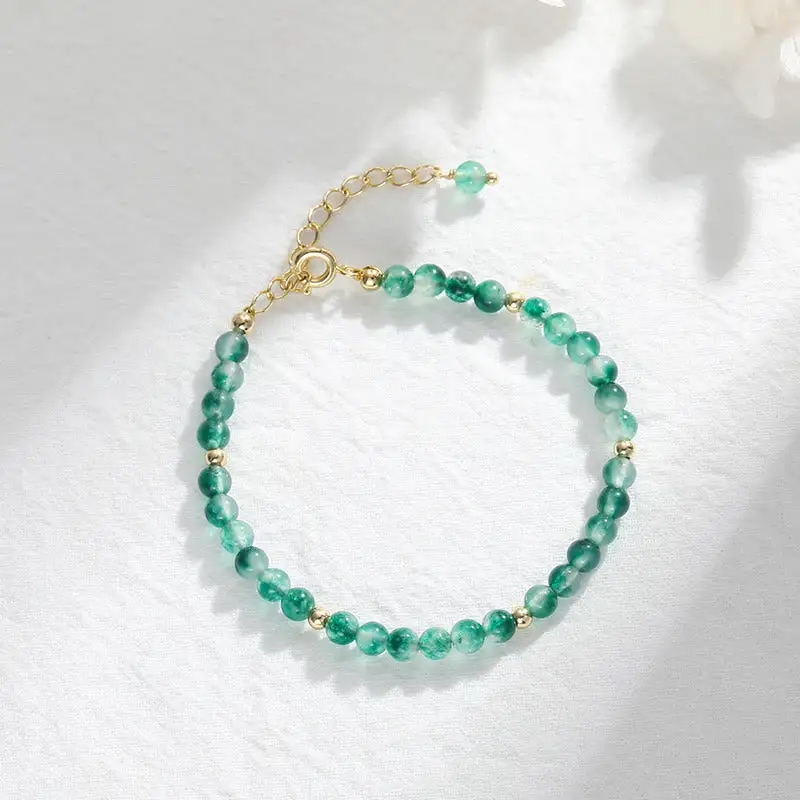 Plated Natural Moss Agate Bracelet