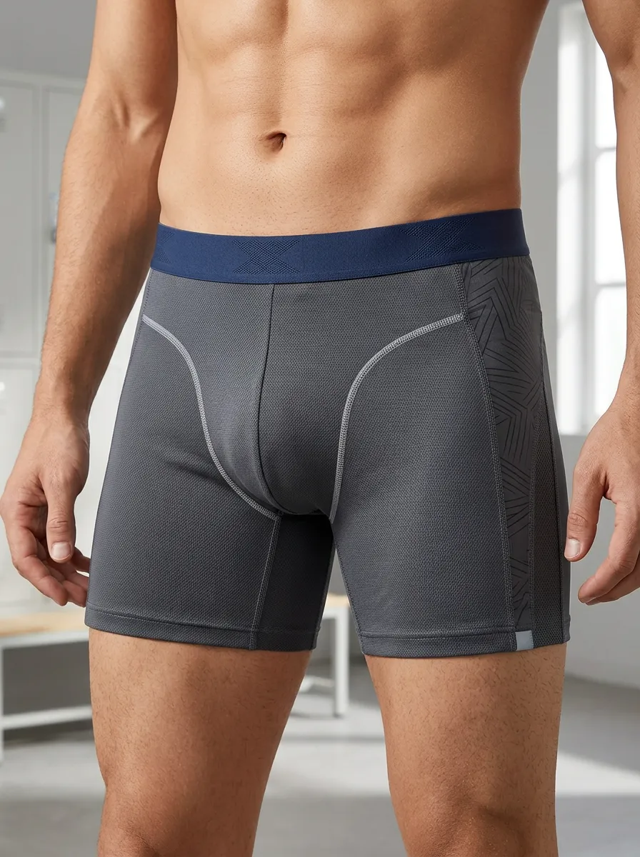 Clean-Look Geometric Performance Athletic Clean Look Men's Boxer Briefs