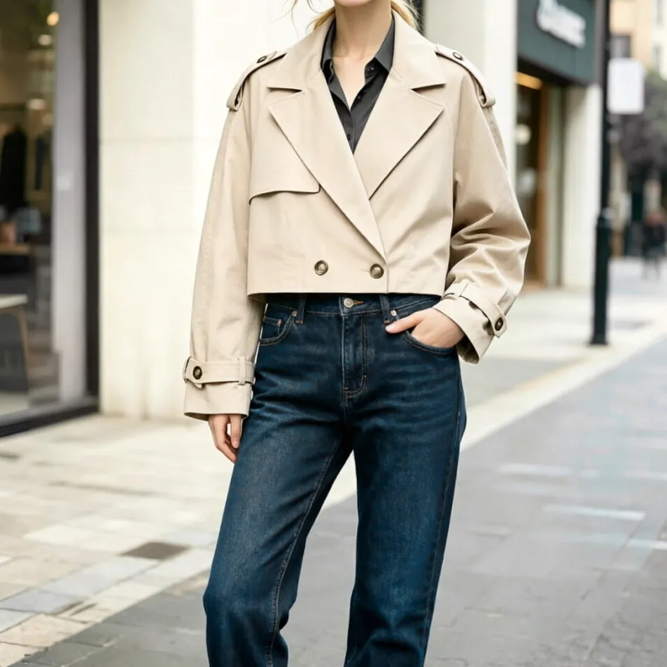 Refined Lapel Collar Trench Coat