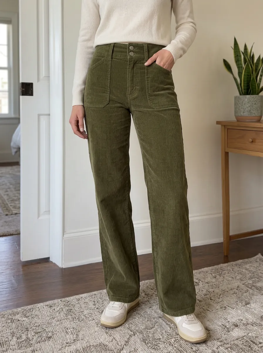 Women's Hudson High-Rise Straight-Leg Corduroy Pants