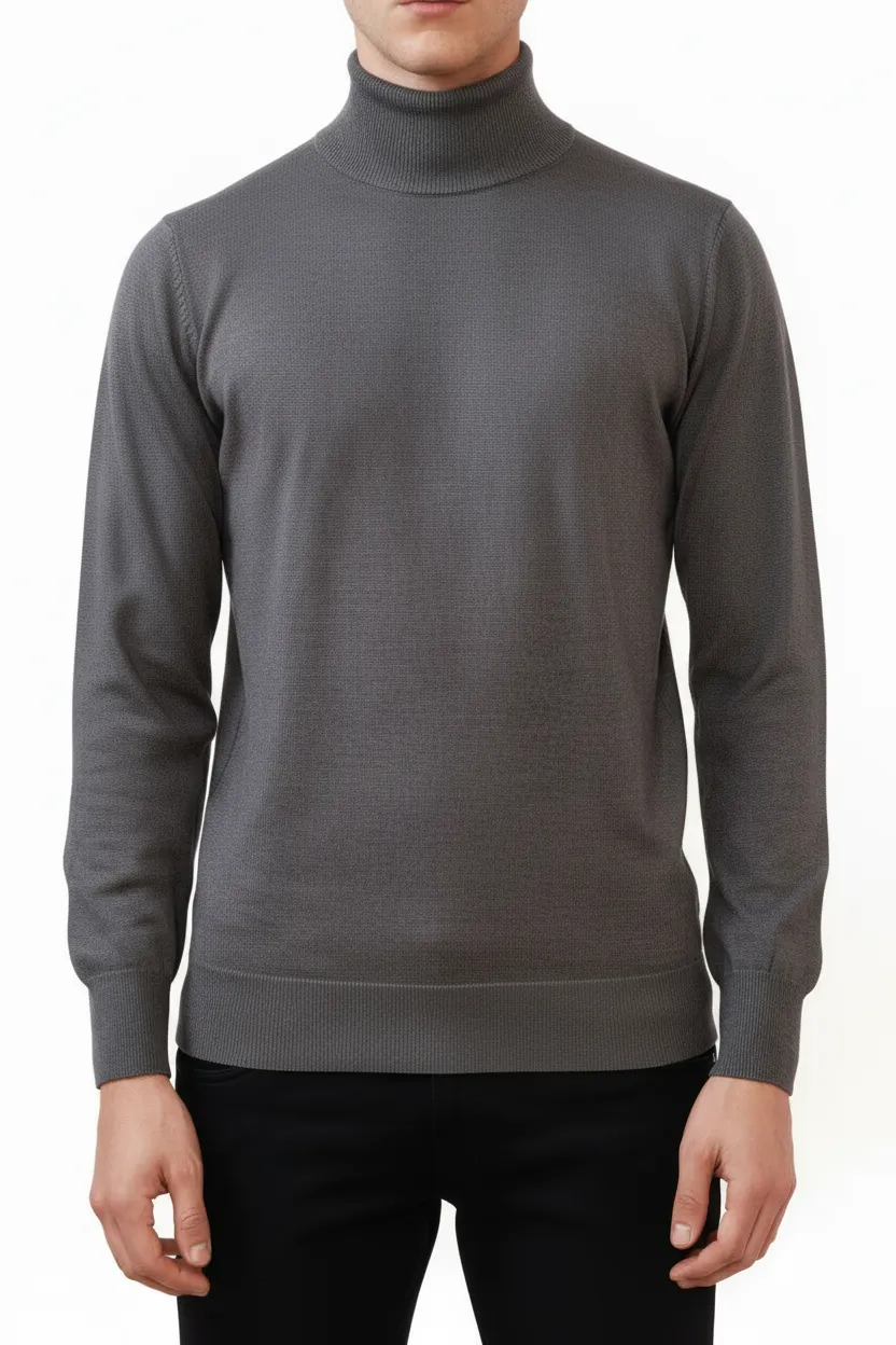 Structured Slim Fit Viscose Turtleneck Sweater