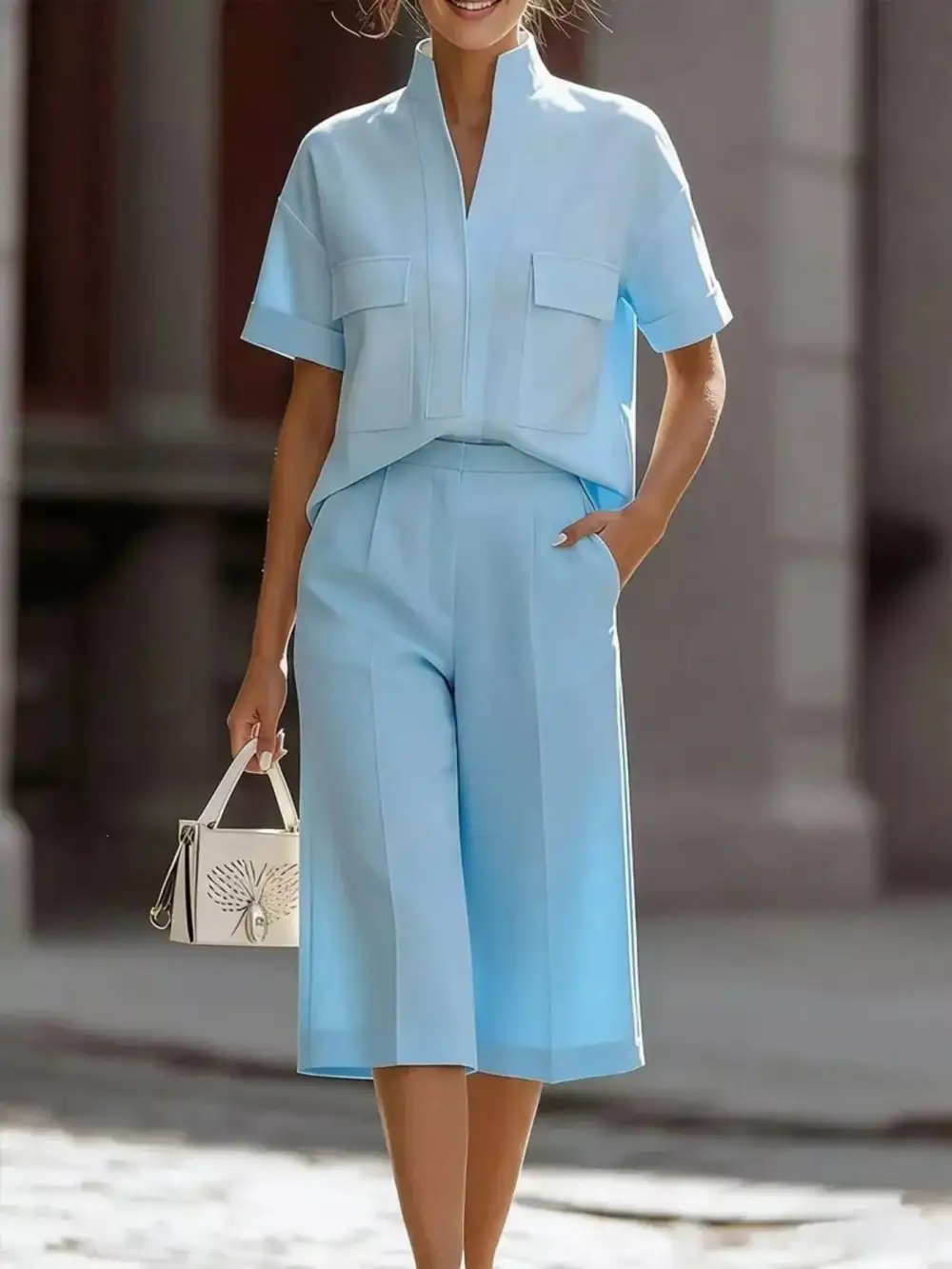 Full Size Short Sleeve Top and Wide Leg Pants