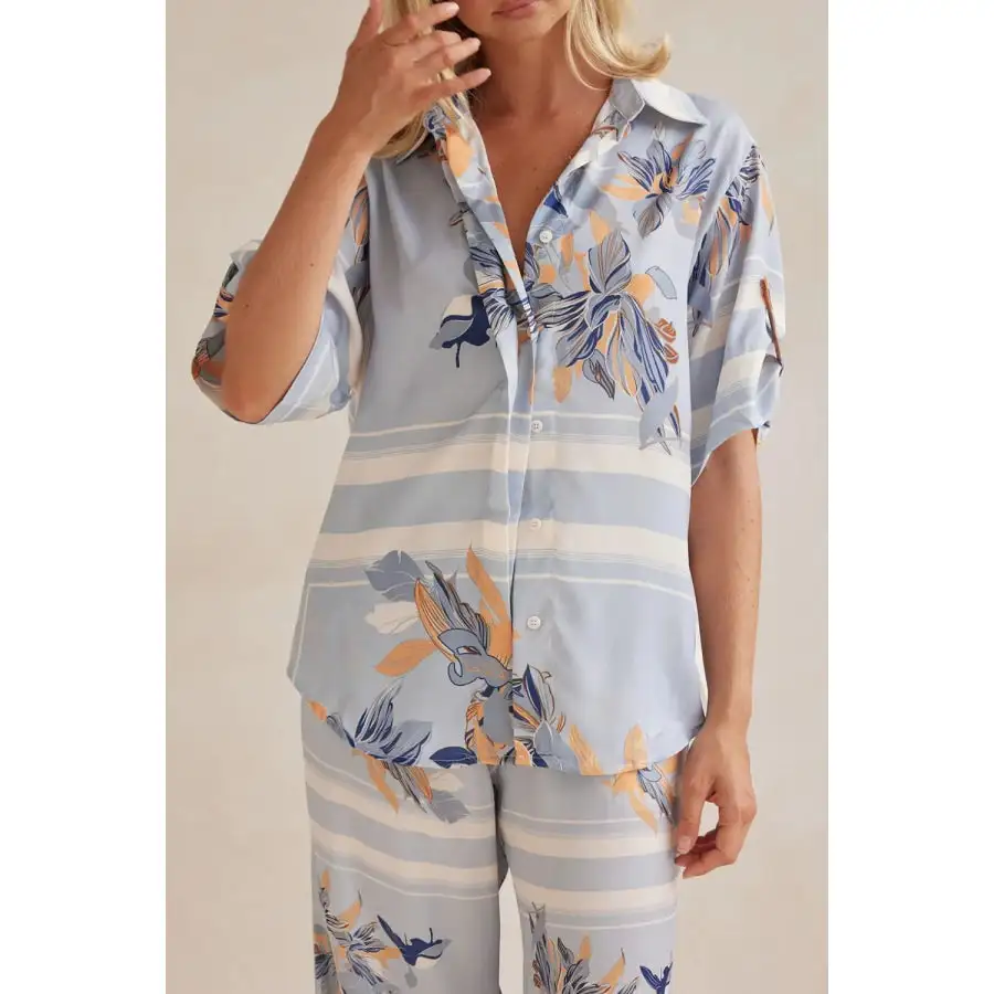 Modern Printed Button Up Shirt and Pants Set