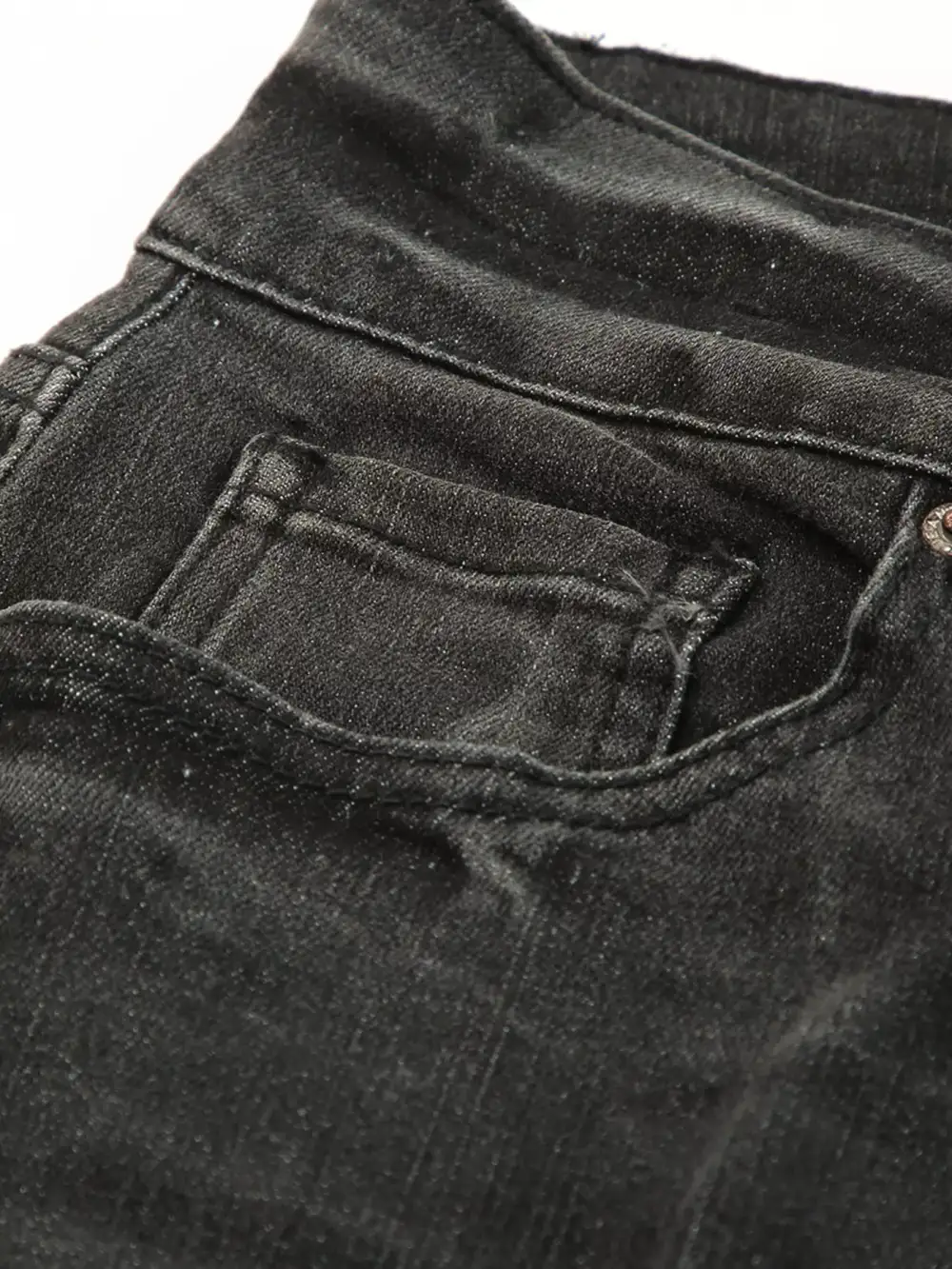 Washed High Waist Straight Leg Distressed Denim Jeans