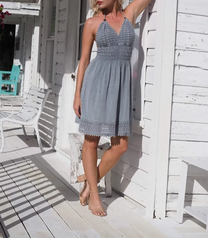Fossil Gray Open Back Dress