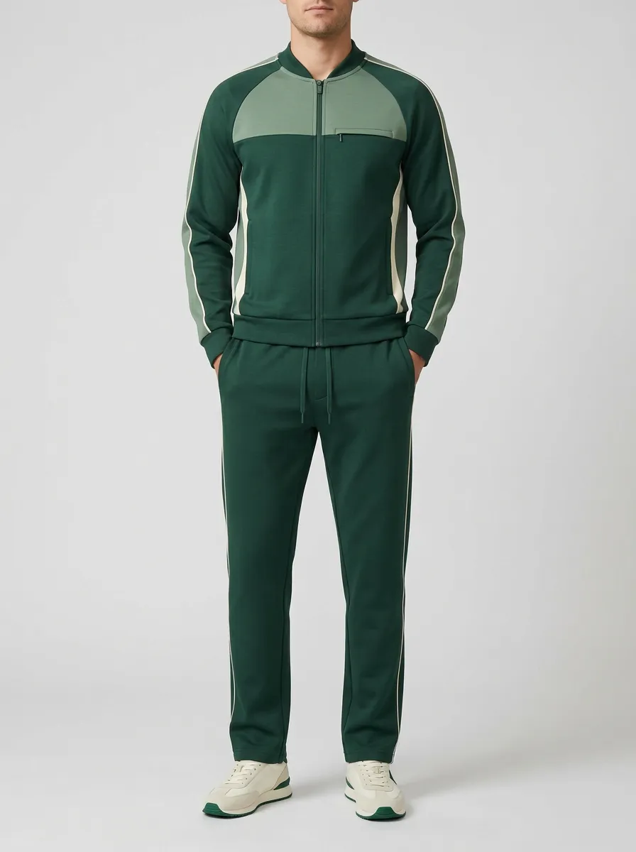 Men's Sporty Stripe Colorblock Matching Sports Set