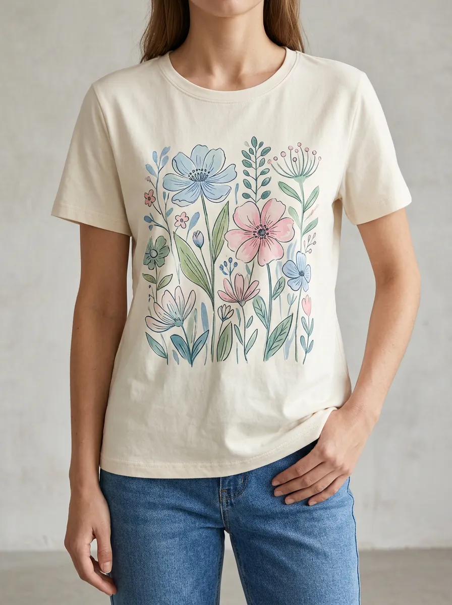 Soft Shape Floral Botanical Tee