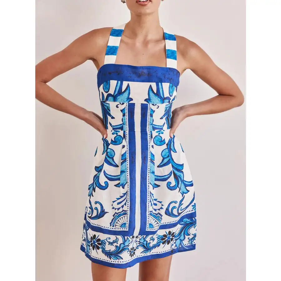 Everyday Printed Square Neck Mini Dress