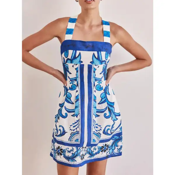 Everyday Printed Square Neck Mini Dress