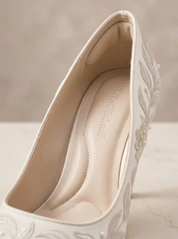 Floral Embroidered Bridal Women's Formal High Heels