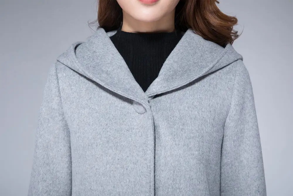 Refined Wool Blend Oversized Hooded Pocketed Coat