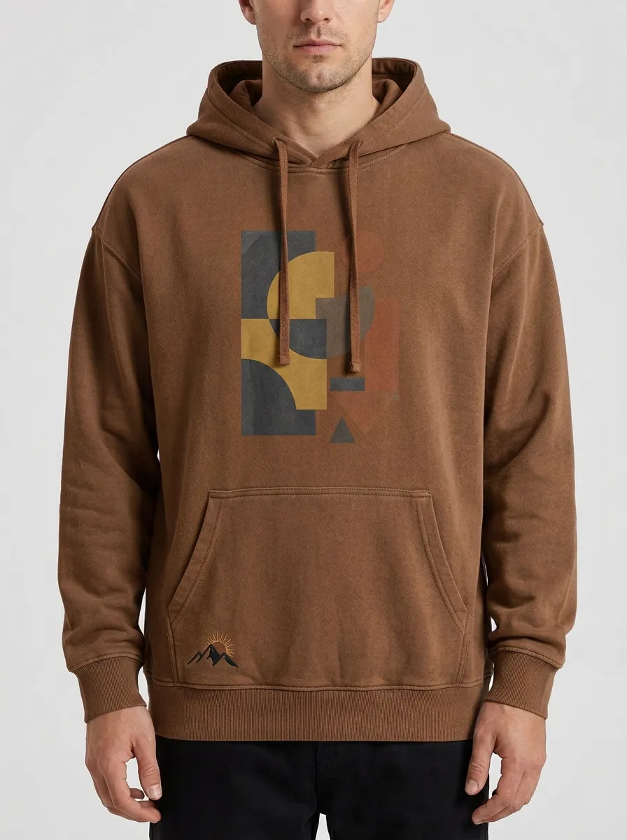 Men's Abstract Geometric Mountain Print Hoodie
