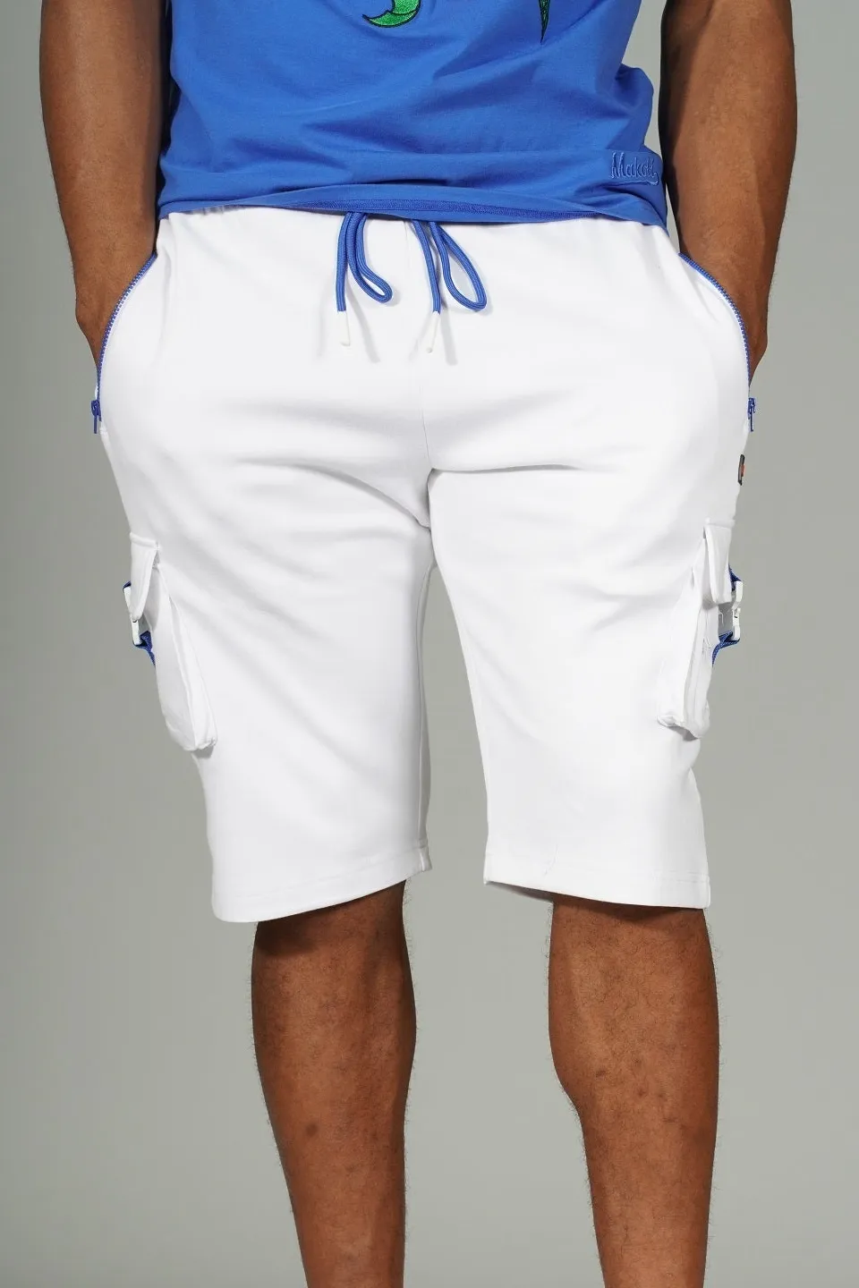 Fleece Cargo Shorts White