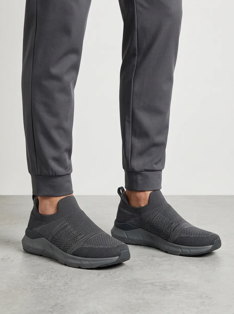 Unisex Casual Minimalist Knit Slip-On Print Sneakers