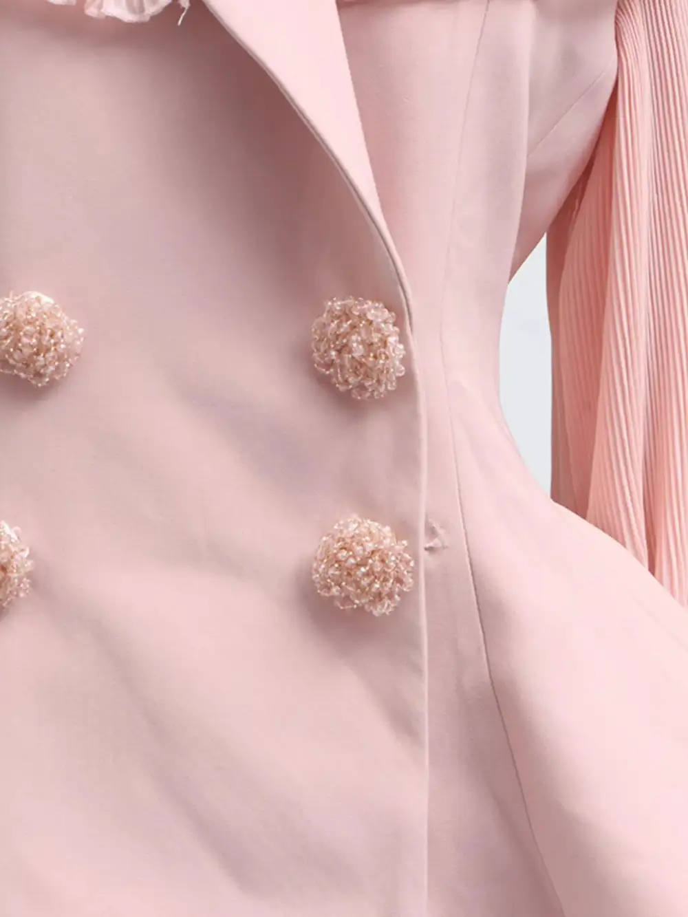 Frill Lapel Collar Top and Pleated Skirt Set