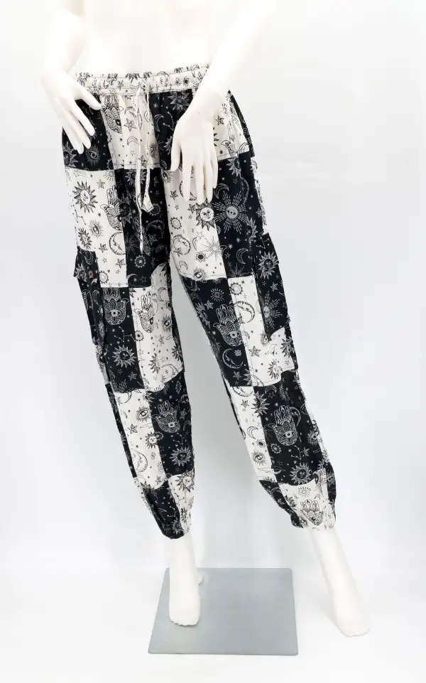 Women's Easy Fit Harem Cargo Patchwork Cargo Pants