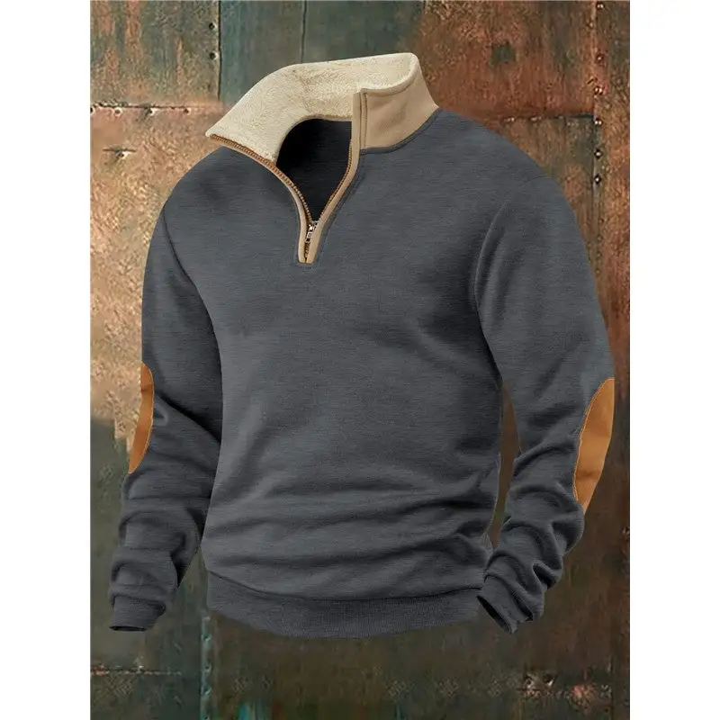 Long Sleeve Embroidered Half Zip Hoodie