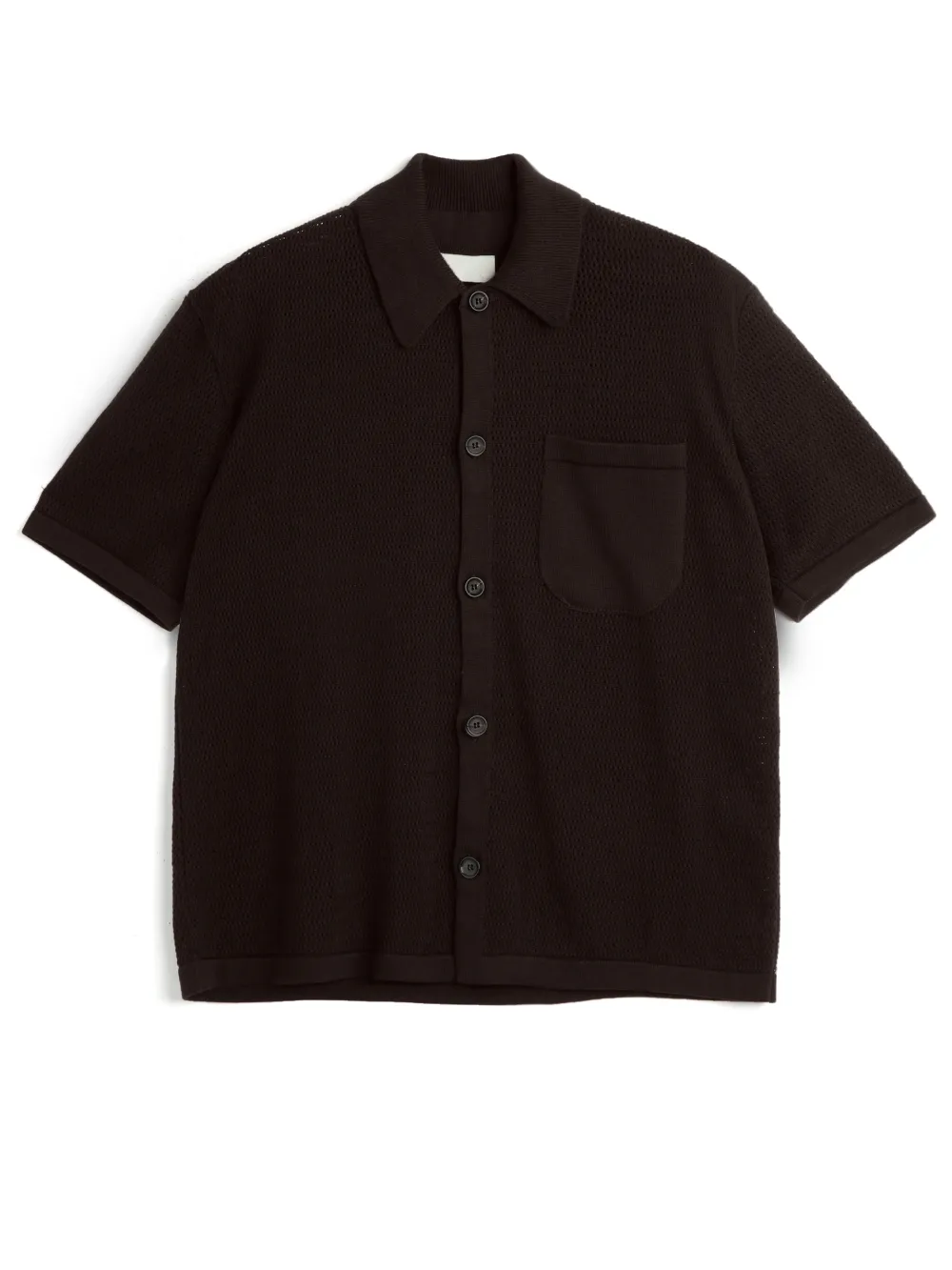 Brown Short Sleeve Knitted Shirt