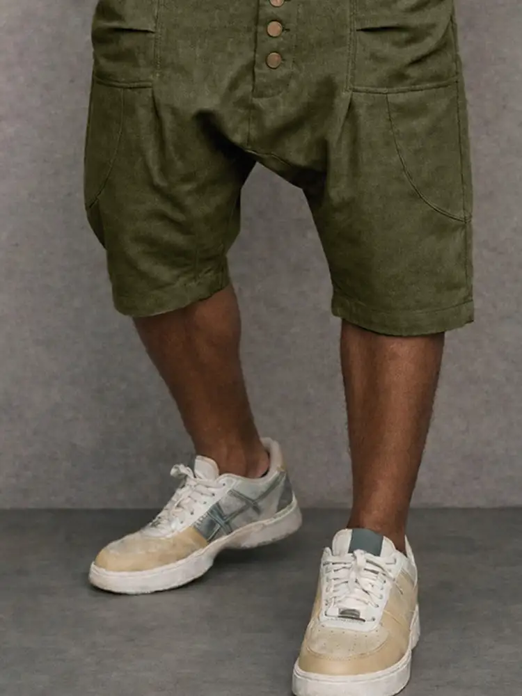 Casual Cotton Drop Crotch Harem Shorts