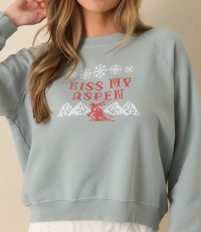 Slate Blue Ski Graphic Sweatshirt