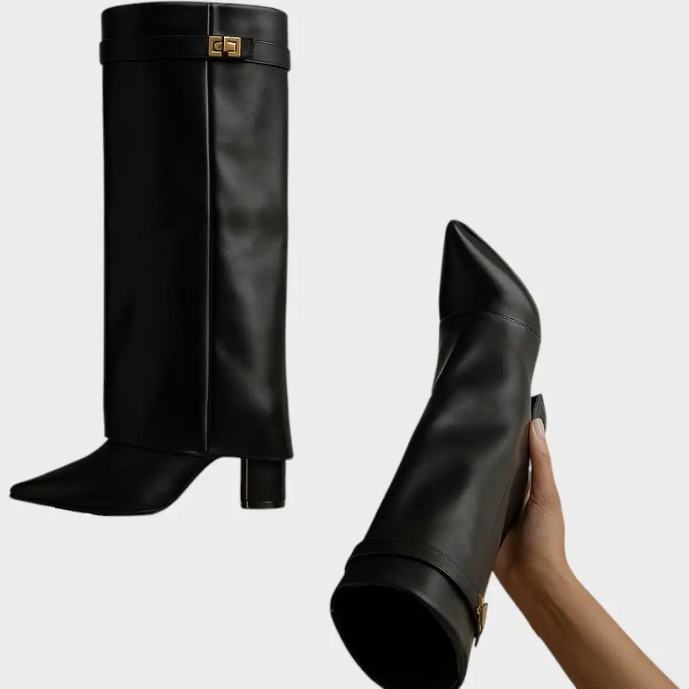 Leather Chunky Sole Tall Boots