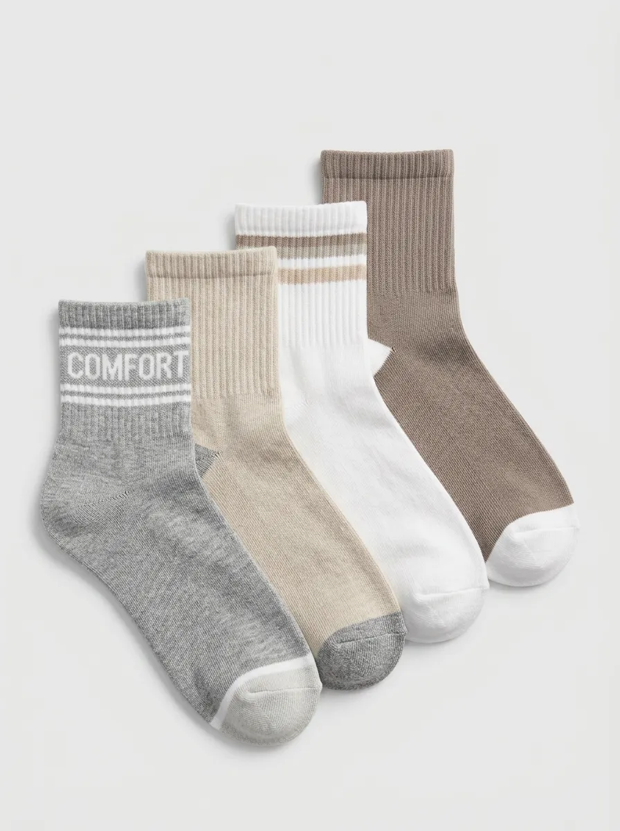 Casual Striped Men's Four-Pair Long Socks