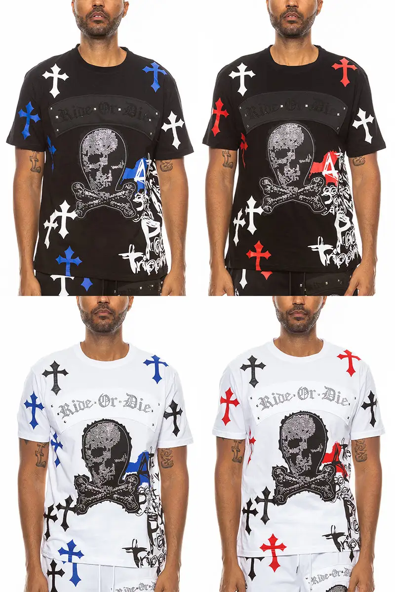Bejewelled Chrome Skull T-Shirt
