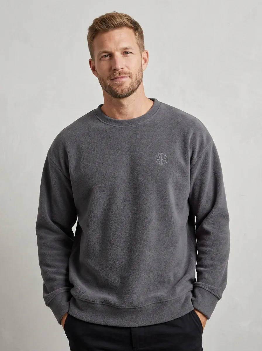Traditional Geometric Fleece Style Men's Fleece Crewneck Sweatshirt