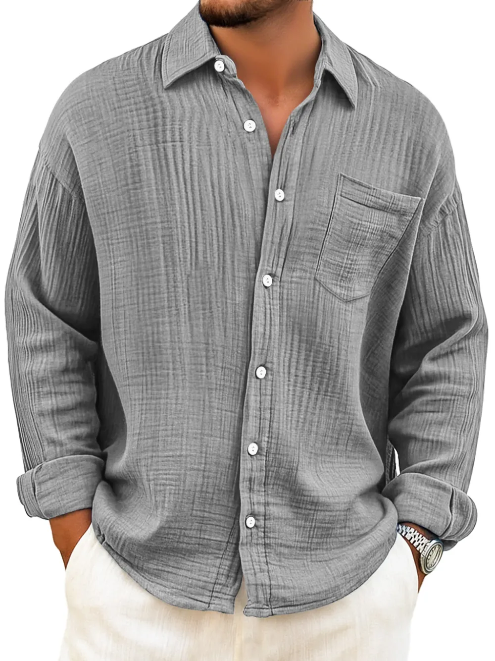 Layered Long Sleeve Pocket Shirt