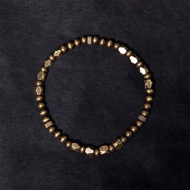 Vintage Distressed Simple Design Copper Brass Beads Bracelet