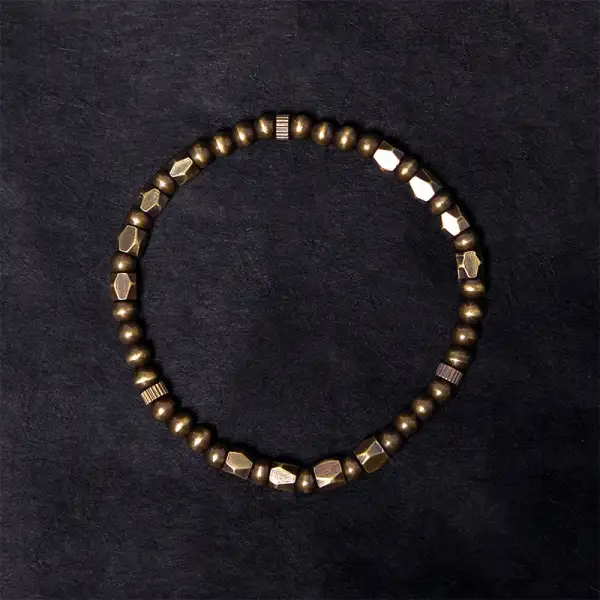 Vintage Distressed Simple Design Copper Brass Beads Bracelet