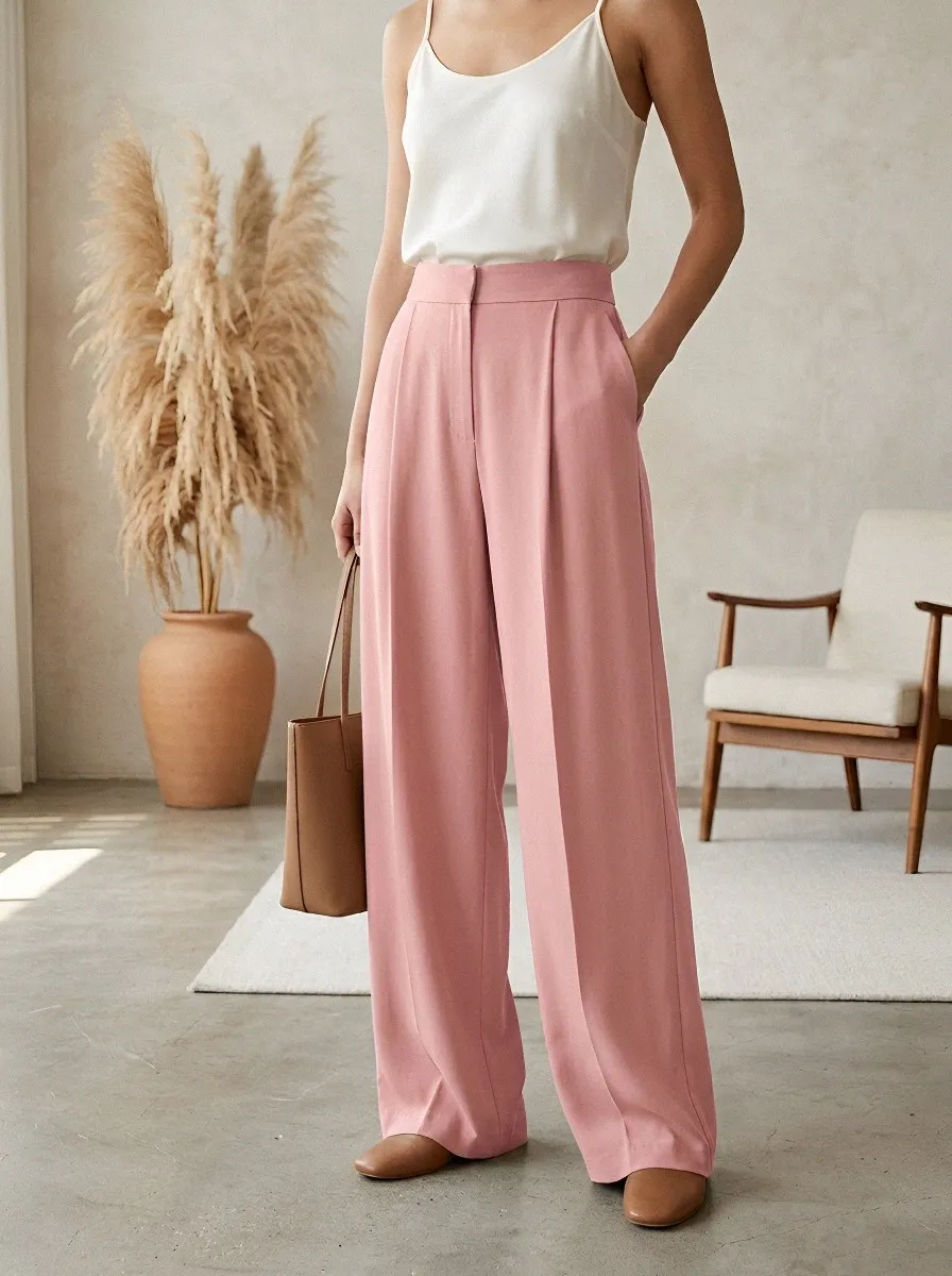 Pleated Tailored Relaxed Women's Wide-Leg Trousers