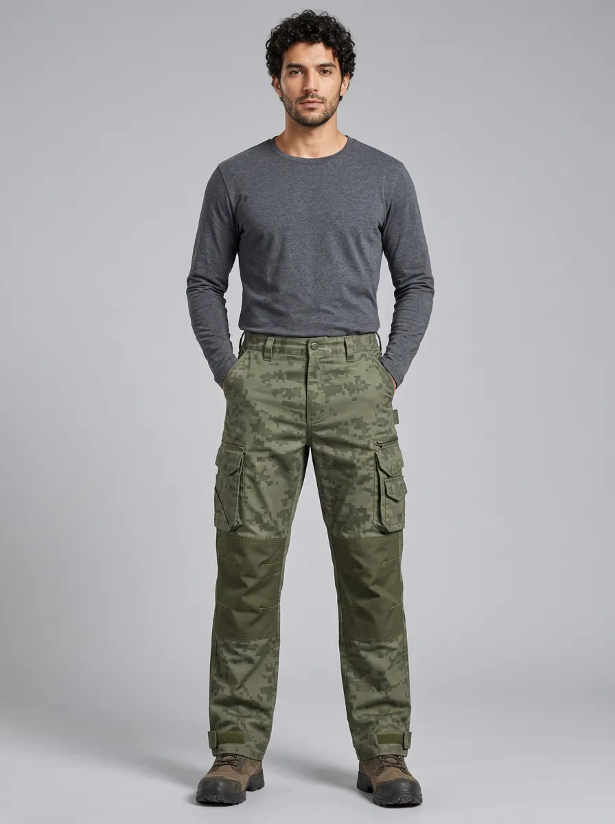 Men's Olive Digital Camo Tactical Cargo Pants
