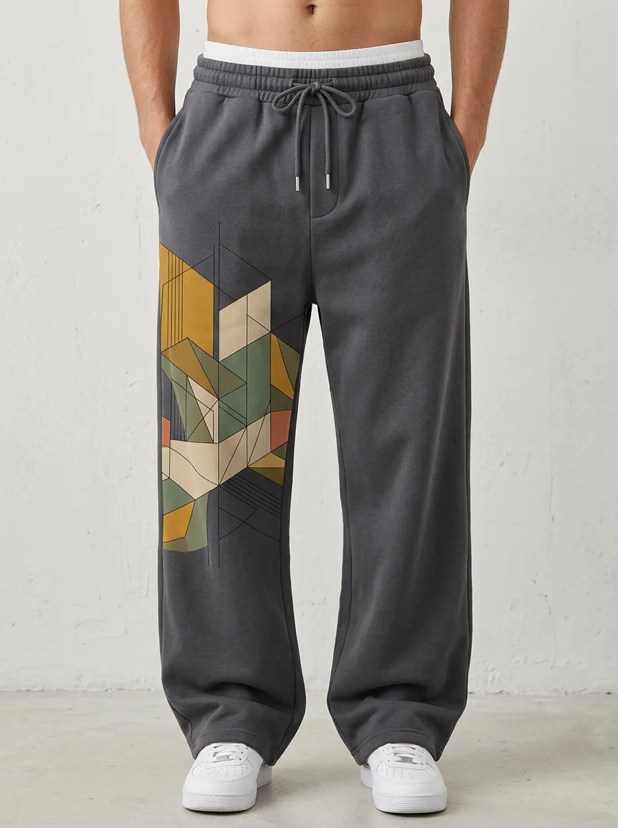 Unisex Abstract Geometric Print Sweatpants