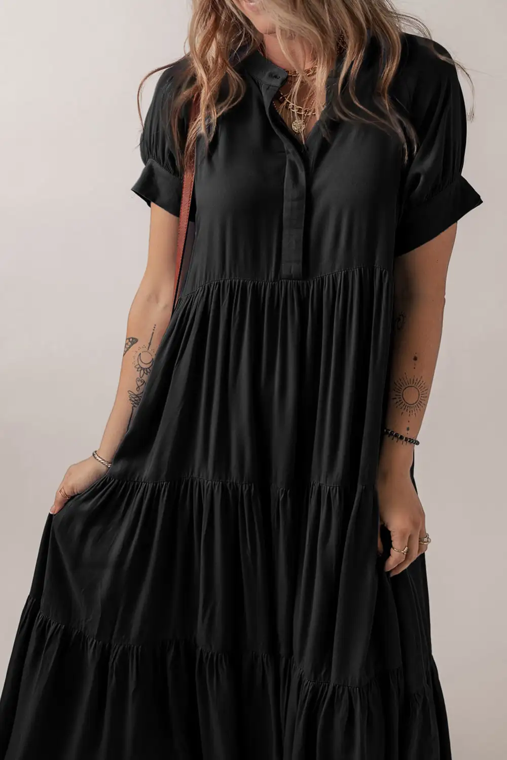Ruffle Tiered Short Sleeve Dress Casual