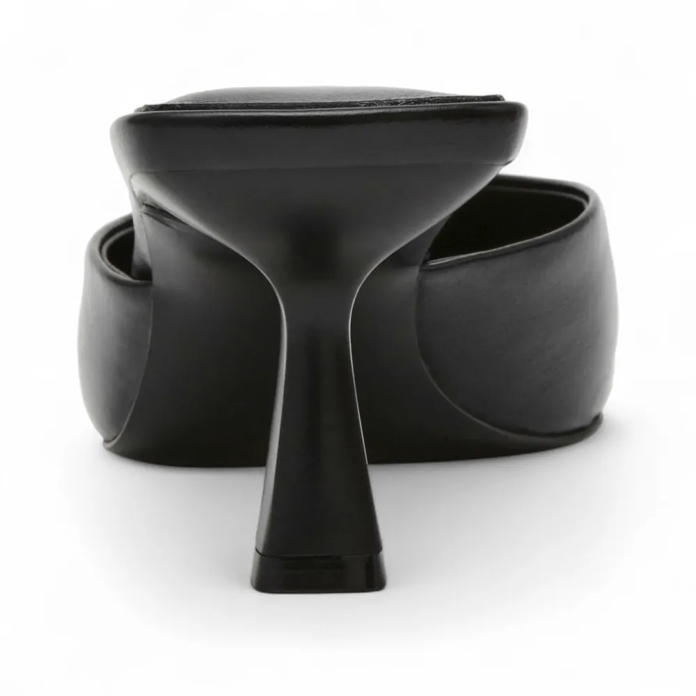 Alyse Squared-off Toe And Sculptural Flared Heel Mule