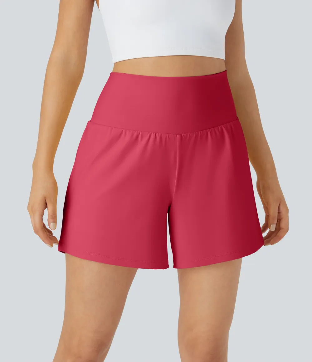 2026🔥 UK Super High Waisted Back Pocket & Side Hidden Pocket 2-in-1 Yoga Shorts