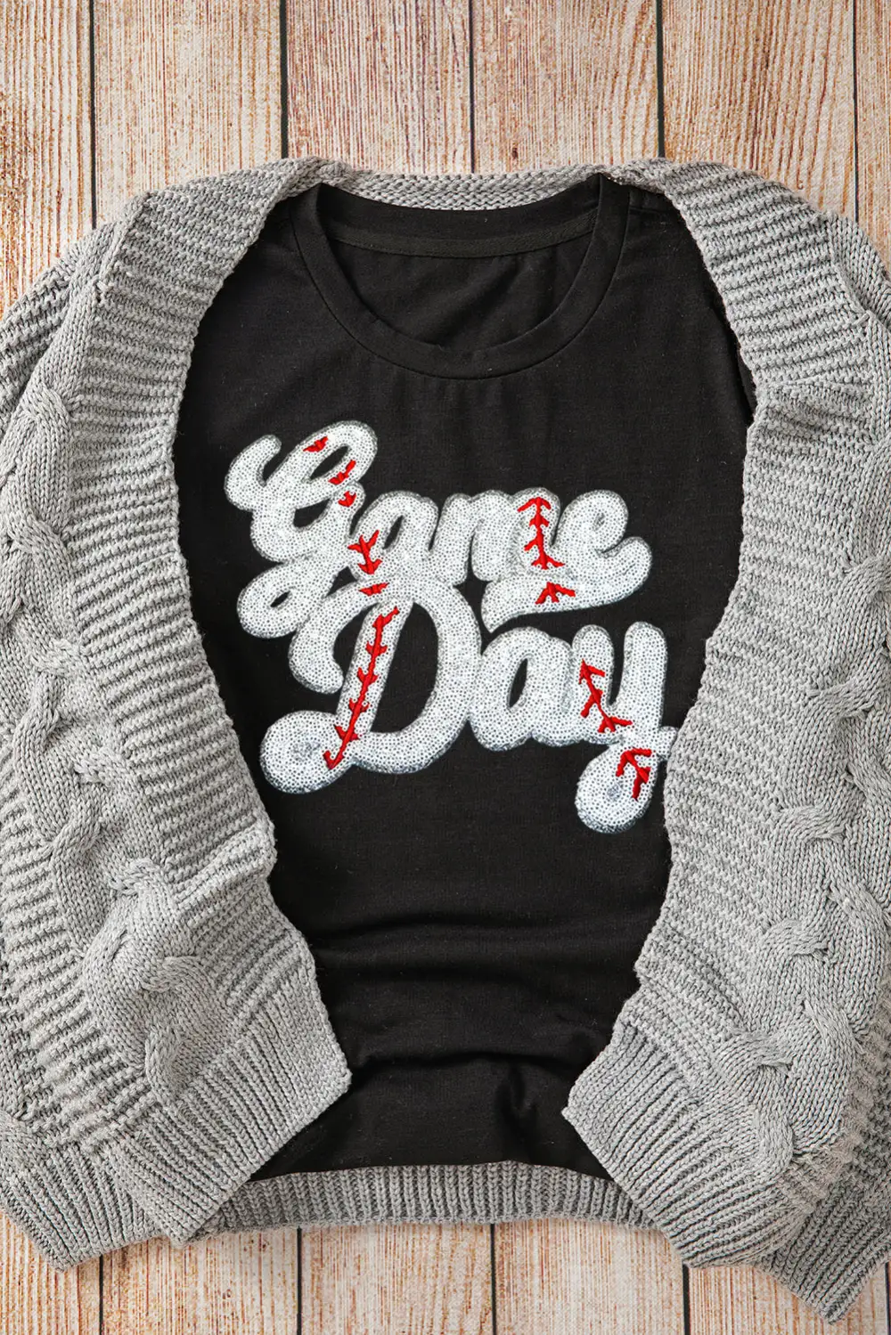 Black Sequin Game Day Graphic