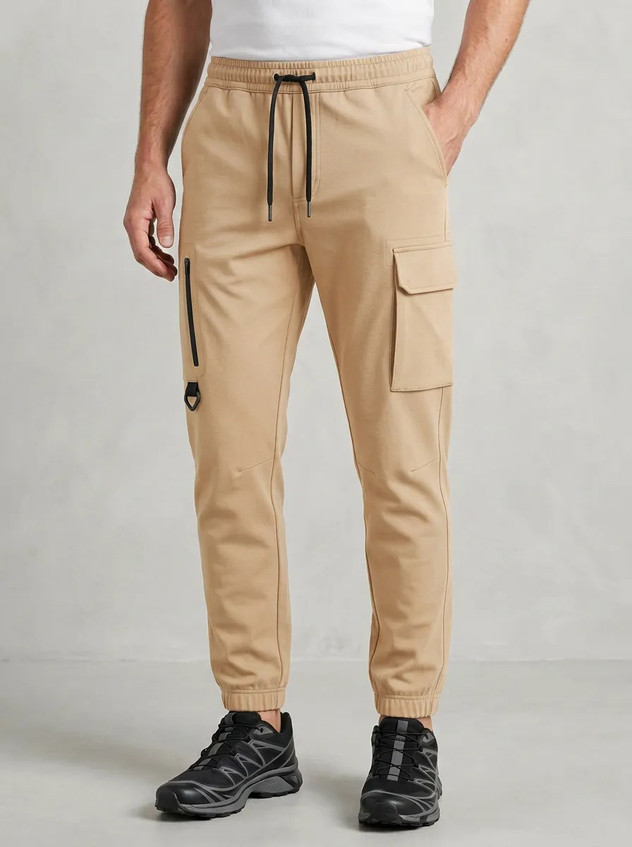 Contemporary Graphic Print Silhouette Men's Cargo Jogger Pants
