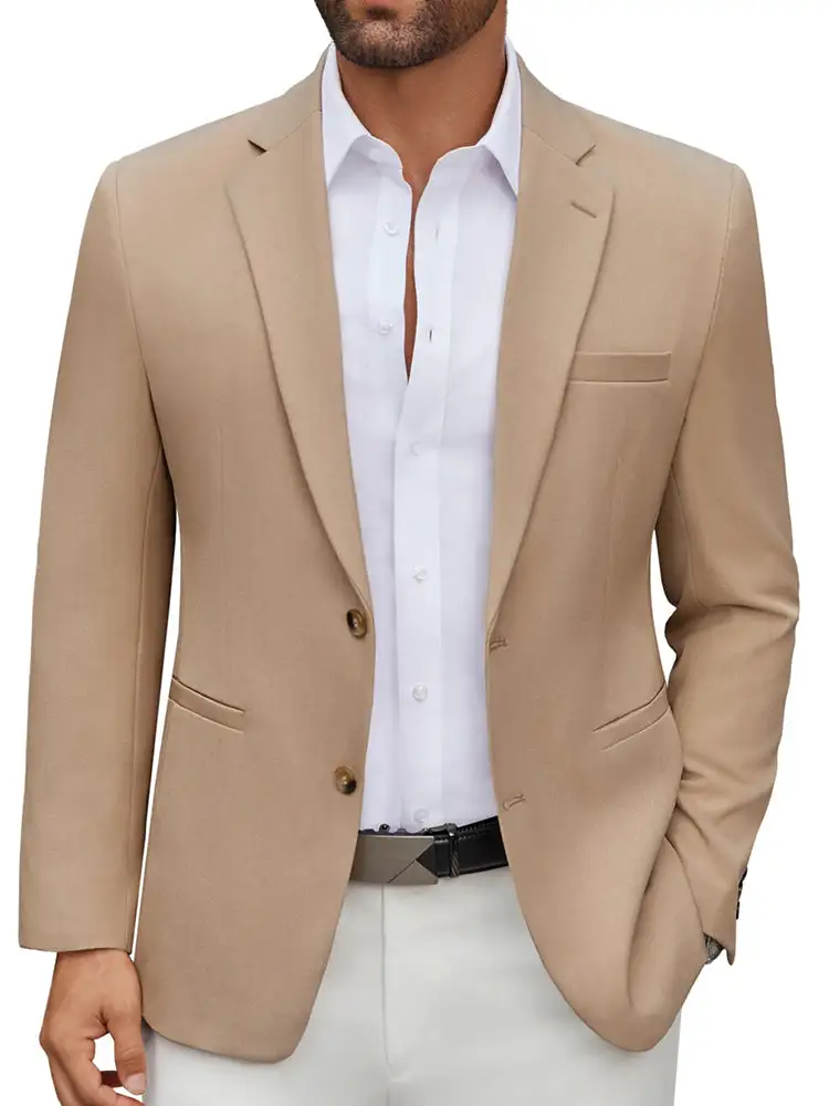 Textured Weave Sharp Lapel Blazer Jacket