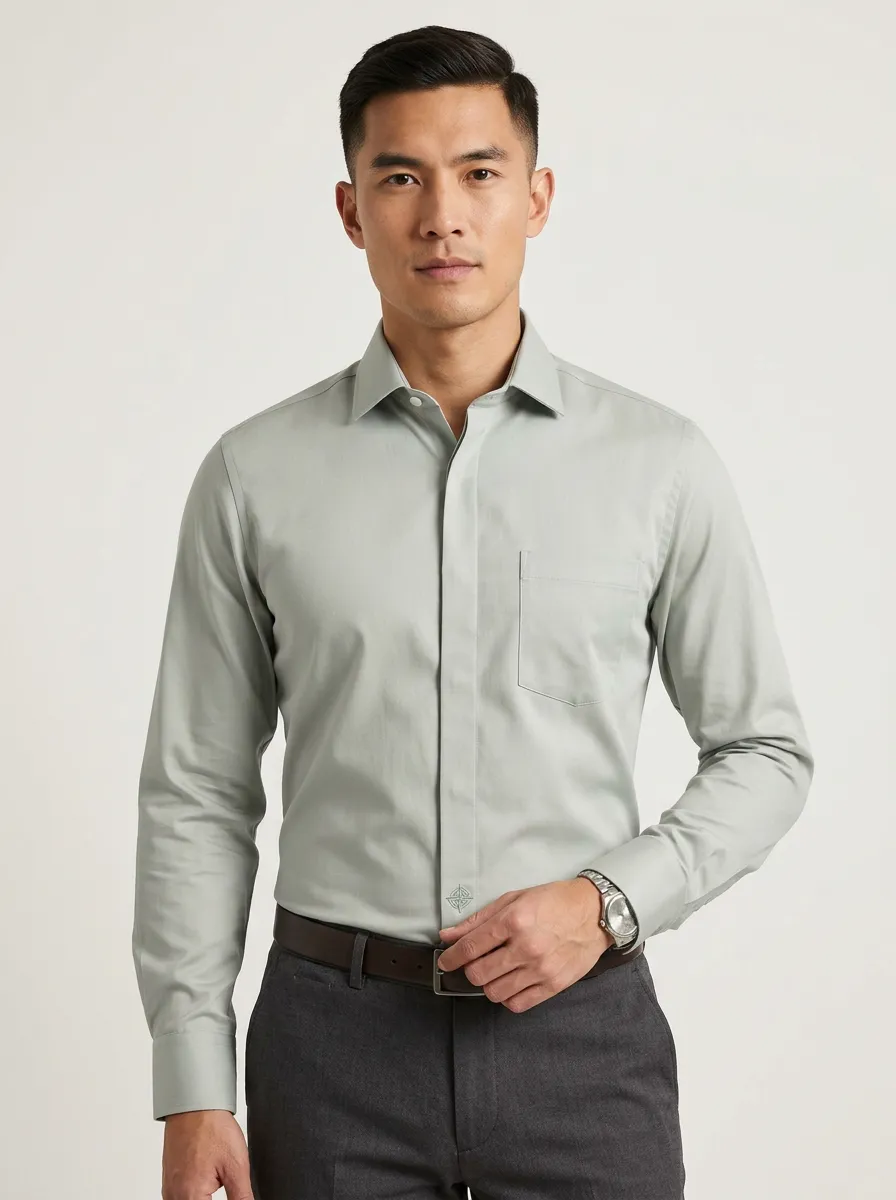 Men's Harbor Non-Iron Cotton Compass Printed Accent Shirt