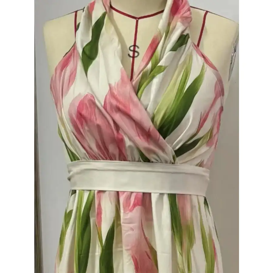 Easy Floral Print Halter Neck Maxi Dress